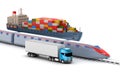 Freight transport by truck, rail and ship