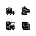 Freight transportation black glyph icons set on white space Royalty Free Stock Photo