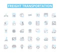 Freight transportation linear icons set. Shipping, Logistics, Carrier, Trucking, Cargo, Import, Export line vector and Royalty Free Stock Photo