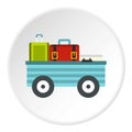 Freight trolley with loaded baggage icon circle Royalty Free Stock Photo