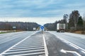 Freight truck moves fast on the highway Royalty Free Stock Photo