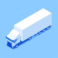 Freight van delivery heavy goods transportation container isometric vector illustration