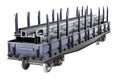 Freight wagon with stack of rolled metal products, side view. 3D rendering Royalty Free Stock Photo