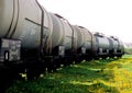 Freight wagons on a grass Royalty Free Stock Photo