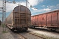 Freight wagons at a railway station Royalty Free Stock Photo