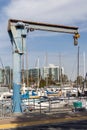 Freight winch on the docksin the marina at Marina del Ray California on February 4th 2023 Royalty Free Stock Photo