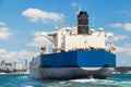 Freighter crossing the Bosphorus strait Royalty Free Stock Photo
