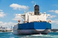 Freighter crossing the Bosphorus strait Royalty Free Stock Photo