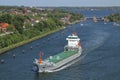 Freighter near the ship lock of Kiel Holtenau