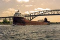 A freighter passes under the Blue Water Bridge, Port Huron