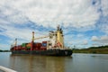 Freighter at the Pedro Miguel locks on the Panama canal