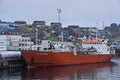 Freighter at dock in Aasiaat, West Greenland