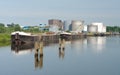 Freighters and oil tanks Royalty Free Stock Photo