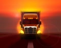 Freightliner columbia truck moving fast on the road. Royalty Free Stock Photo