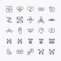 Freindship logo flat line icons set. social friend icon. simple design vector Royalty Free Stock Photo