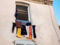 Drying linen on the window