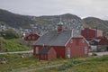 The Frelserens Kirke church built in 1832, also known as Our Saviour. Qaqortoq in Greenland Royalty Free Stock Photo