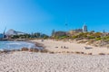 FREMANTLE, AUSTRALIA, JANUARY 19, 2020: Roundhouse behind bathers beach in Fremantle, Australia