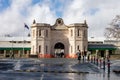 Entrance to Fremantle prison with a clock on the top with tourist visiting the sight Royalty Free Stock Photo