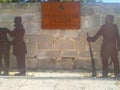 Fremantle prison direction plate attached on wall in Fremantle, Western Australia, Australia.