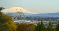 Fremont Bridge Portland Oregon Panorama Royalty Free Stock Photo