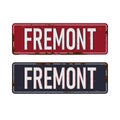 Fremont , California, rusted metal sign green vector illustration, road table, USA city Royalty Free Stock Photo