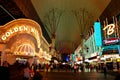 Fremont Street with Golden Nugget Casino and Binions Casino at night