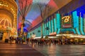 Fremont Street with many neon lights and tourists in Las Vegas Royalty Free Stock Photo