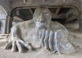 The Fremont Troll, a colossal statue under the north end of the George Washington Memorial Bridge in Seattle, Washington.