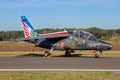 French Air Force Dassault Alpha Jet on the tarmac of Kleine-Brogel airbase. Belgium - September 14, 2019