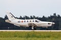 French Air Force SOCATA TBM 700 single-engine turboprop utility aircraft arriving at Berlin-Schonefeld Airport. Berlin, Germany -
