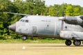 French Air Force Transall landing in La Ferte-Alais during an Airshow Royalty Free Stock Photo