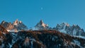 French Alps. Chamonix mountain view at sunset Royalty Free Stock Photo