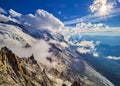 French Alps, Mont Blanc and glaciers as seen from Aiguille du Midi, Chamonix, France Royalty Free Stock Photo