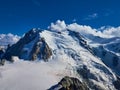 French Alps, Mont Blanc and glaciers as seen from Aiguille du Midi, Chamonix, France Royalty Free Stock Photo