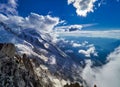 French Alps, Mont Blanc and glaciers as seen from Aiguille du Midi, Chamonix, France Royalty Free Stock Photo