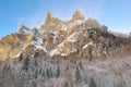 French alps snowy rocky mountain