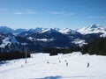 The French Alps in winter, ski slope.