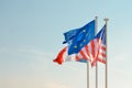 French American and European union Flags Royalty Free Stock Photo