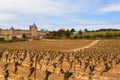 French ancient town Carcassonne panoramic view. Old castle with high stone walls. Famous tourist destionation in France, South