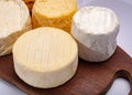 French AOC soft cow cheeses, crumbly Langres with washed rind st Royalty Free Stock Photo