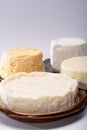 French AOC soft cow cheeses, crumbly Langres with washed rind st Royalty Free Stock Photo