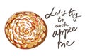 French apple pie. Hand drawn vector illustration for recipe Royalty Free Stock Photo