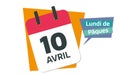 French 10 april 2023 calendar