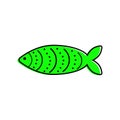 French April Fool's Day. Poisson d'avril. One color fish for your design. White background.