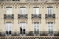 French architecture, windows and facade typical of buildings in France Royalty Free Stock Photo