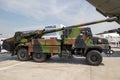 French army CAESAR self-propelled howitzer truck at the Paris Air Show. France - June 22, 2017