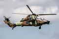 French Army Eurocopter Airbus EC-665 Tiger attack helicopter in flight at the Paris Air Show. France - 21 June, 2019 Royalty Free Stock Photo