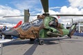 French Army Eurocopter Airbus EC-665 Tiger attack helicopter at the Paris Air Show. France - June 21, 2019 Royalty Free Stock Photo
