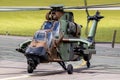 French Army Eurocopter Airbus EC-665 Tiger attack helicopter at the Paris Air Show. France - June 21, 2019